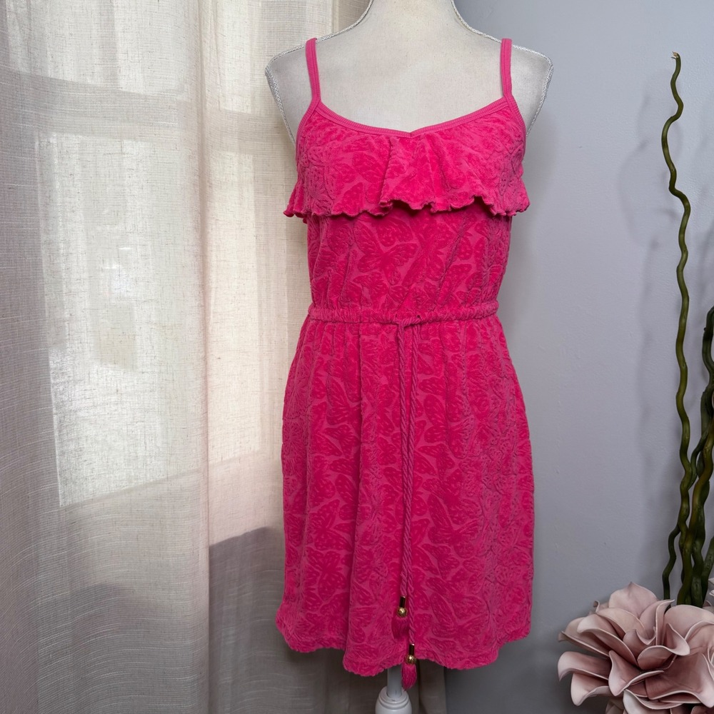 Y2K Juicy Couture Terry Cloth Butterfly Ruffle Dress Cover Up Vintage USA SMALL